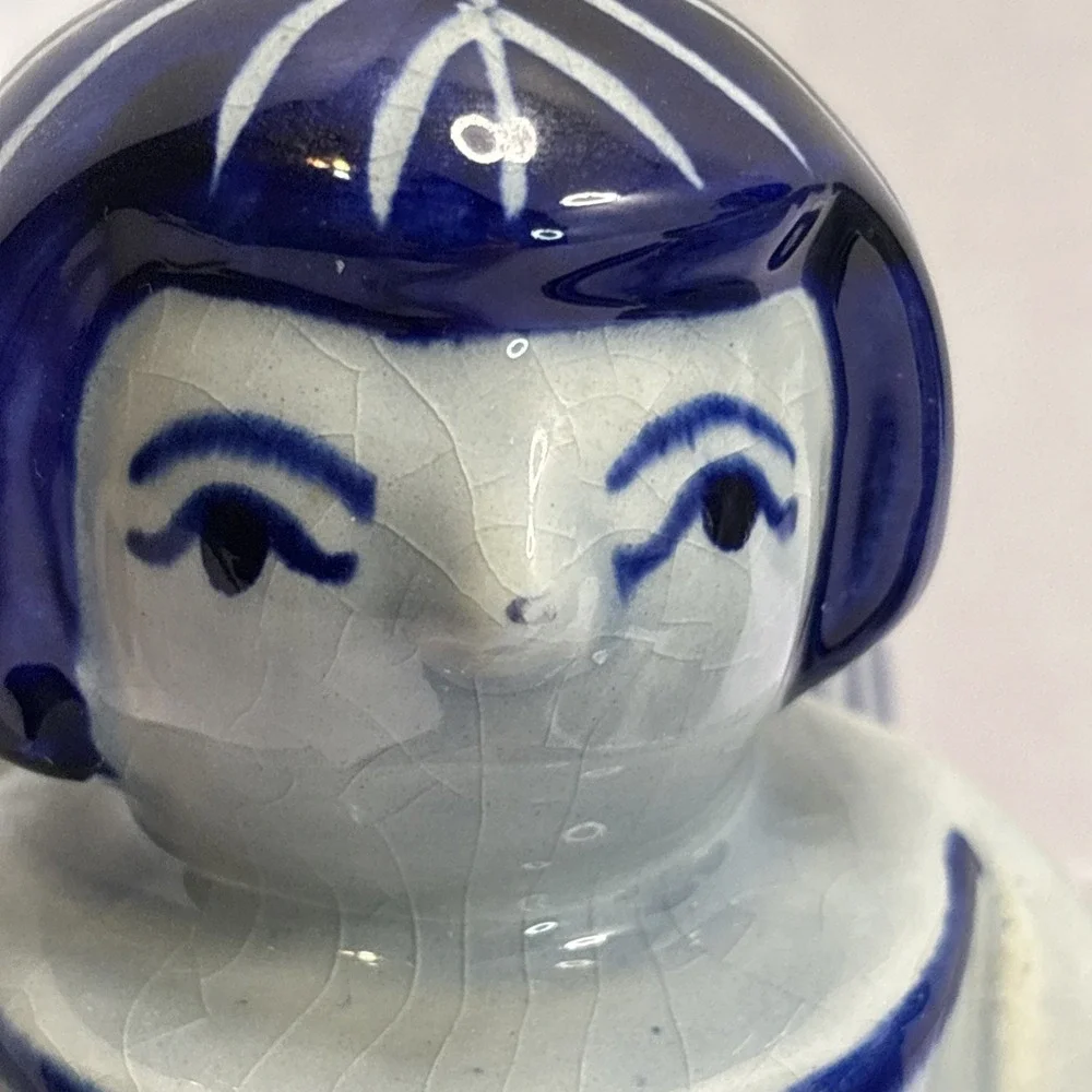 Pair Of Gzhel Russia Blue & White Porcelain Angel Candle Holder 5